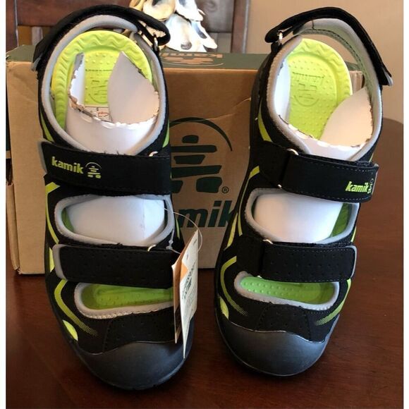 KAMIK - NWTIB - Youth Sz 36 (4) "Wander" Sandal in Black/Lime. Vegan & Washable! - Picture 12 of 16